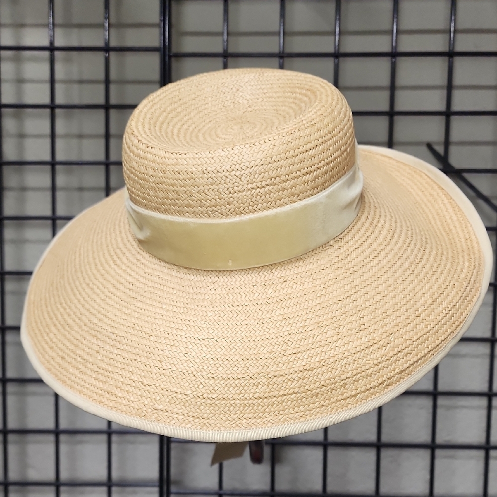 Tan Straw Hat with Cream Band